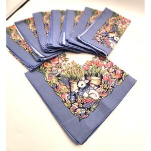 Bardwil Linens Easter Dinner Napkins Poly Blend 8 pieces c1980 Taiwan 17"x17"